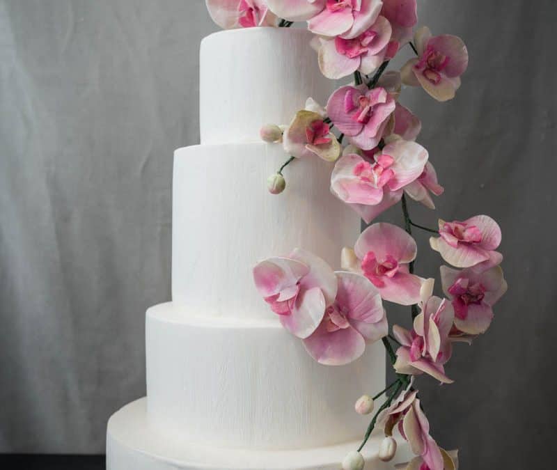 Lush Pink Orchid Tuscan Wedding Cake