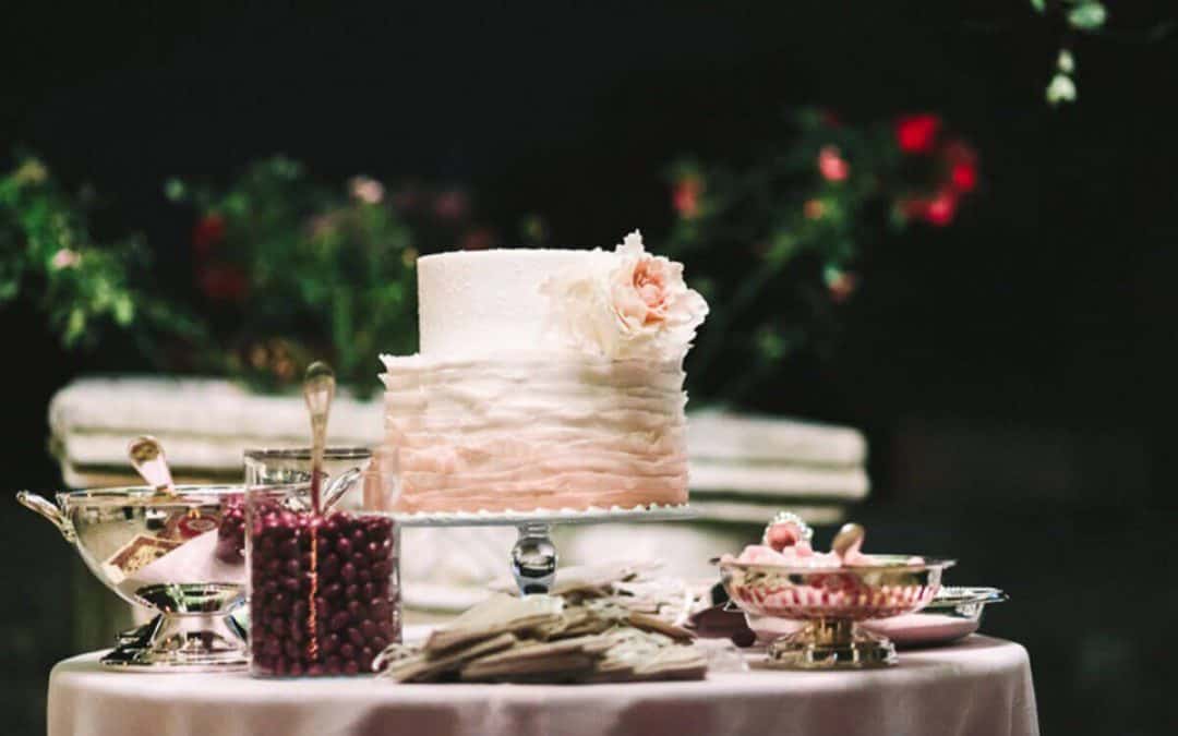 Pink Ruffle Wedding Cake at Castello di Vincigliata, Florence