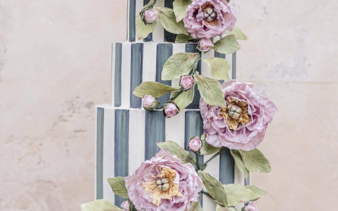 Striped Custom Wedding Cake